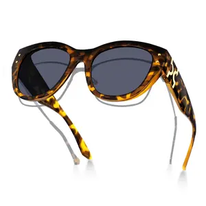 Meeloog Polarized Fit Over Sunglasses For Women, Trendy Round Tac SunGlasses Lightweight Wrap Around Shades ST0080 Gift Idea Brand Filter Effective Fashion Lens Flexible Antiglare Tri Acetate Cellulose Coating sunglasses women