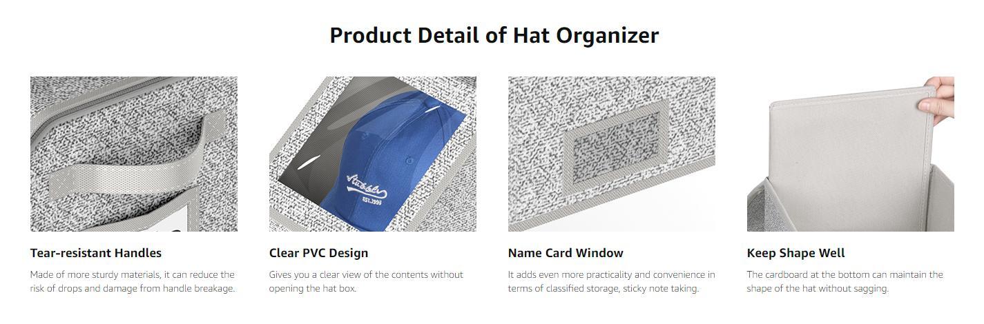 Stackable Baseball Cap Storage Box, Holds Up to 24 Hats – Durable Foldable Cardboard Organizer, Large Capacity Hat & Toy Storage Solution, Versatile Home & Bedroom Organizer, Dustproof, Space Saving