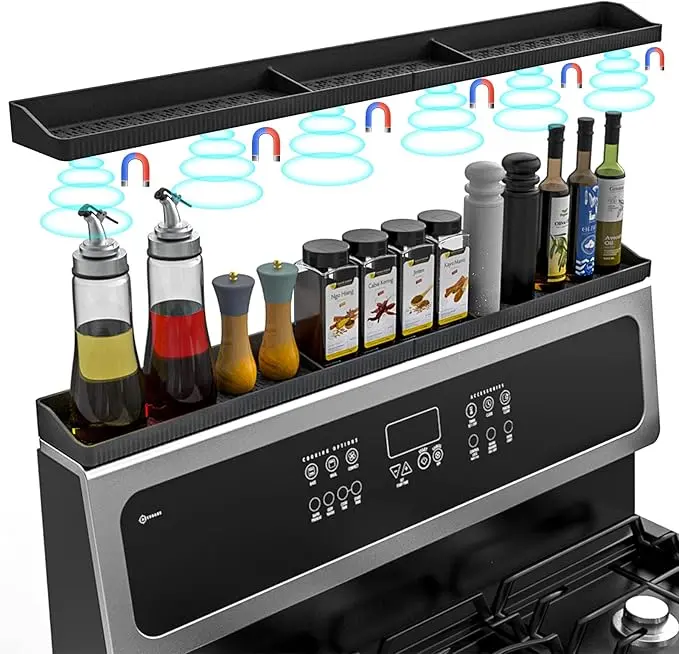 Durable Multifunctional Heat-Resistant Silicone Magnetic Spice Rack - Space-Saving Kitchen Storage Organizer for Countertop, Baking, Spices + Candy Fit Use