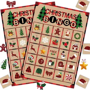 Christmas Party Games for 24 Players Christmas Bingo Cards Crafts, Winter Holiday Games Activities for Family Large Group Classroom Xmas Party Favors Supplies Gifts