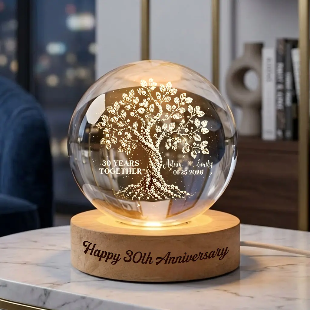 Custom Crystal Globe Keepsake, Personalized Couple Gift with Names and Date, Anniversary Wedding Gift, Romantic Memory Decoration, Sentimental Family Keepsake Gift for Him & Her