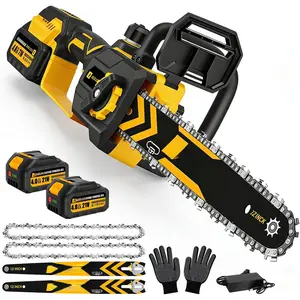 12" Brushless Cordless , Hand Held Cordless Chain  with 2 x 4.0Ah , Portable Small Mini  with 2 x Chain Guide, Electric Motosierra for   Tree Pruning