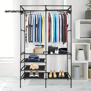 New store discount 1pc Metal Clothing Rack - Spacious Garment Organizer with Sturdy Shelves, Freestanding Multifunctional Storage for Bedroom, Perfect for Closet Organization and Maximizing Space