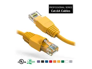 Nippon Labs 75Ft Cat6A UTP Ethernet Network Booted Cable, 24AWG 75 Feet Gigabit LAN Network Cable RJ45 High Speed Patch Cable, Yellow, 60CAT6A-75YW