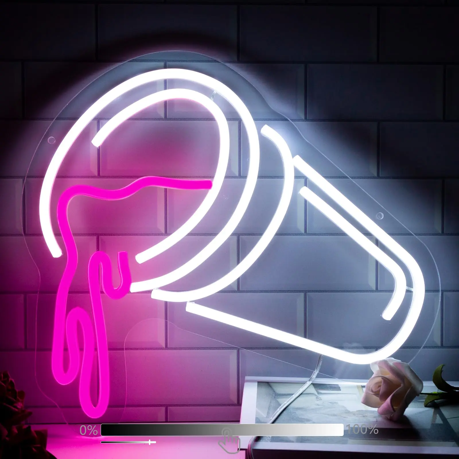Creative Double Cup Dimmable Neon Sign For Wall Decoration, USB Powered LED Neon Light, LED Decorative Neon Sign For Home Party Decoration, Decorative Ambiance Lighting, Atmosphere Light, Decorative Lights