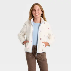 Girls' Faux Shearling Zip-Up Jacket - Cat & Jack