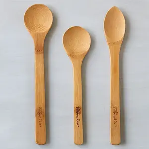 Pampered Chef Bamboo Spoon Set – Durable, Stain-Resistant Cooking Utensils (Set of 3: 10" & 12" Round, 12" Oval), Dishwasher Safe