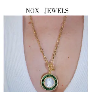 Virgin Mary Mother of Pearl Toggle Clasp Necklace - CJN1219