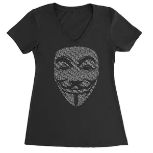 V For Vendetta Anonymous Mask Ladies V-Neck T-shirt