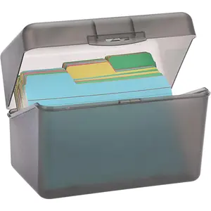 1 Pack 4 x 6 inch Index Card Box - Index Card Holder Notecard Box Recipe Card Box Plastic Storage Organizer for Index Cards Flashcards Recipes and More, Grey