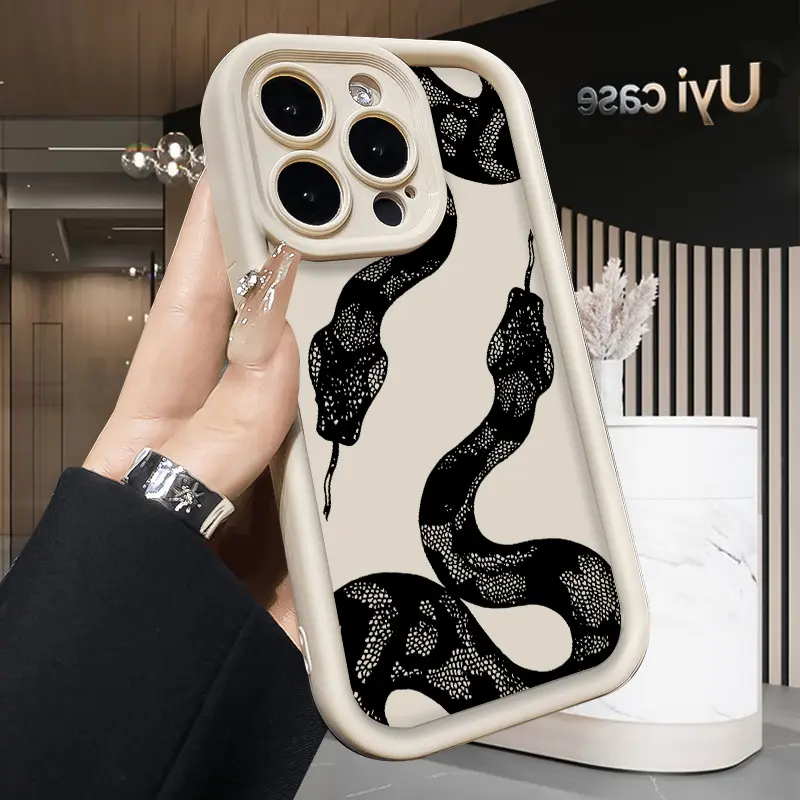 Black Snake Magic Phone case for iPhone 17 Air 16 15 16e 14 13 12 11 Pro Max Plus X XS Full Body Protection Shockproof Soft Silicone Cover Smartphone Cellphone