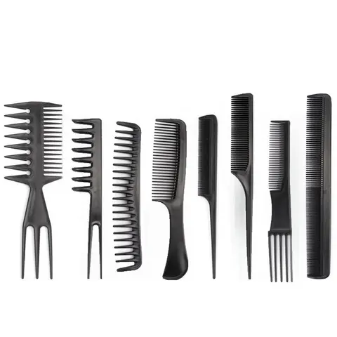 8-in-1 Retro Barber Equipment Kit - Lightweight PP Plastic Men's Hair Styling Tools, Pro-Level Multi-Level Combo for Adult Males, Wide-Tooth Volume, Fine-Tooth, Pin-Tail Precision Grooming, Folding, Studio/Home Use, Lightweight Men's Hair Styling Tools