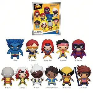 12PCS Marvel Officially Licensed X-MEN 3D Foam Mystery Bag Clip Keychain Set with Beast Jean Grey Cyclops Jubilee Designs Classic Character Charm Accessories for Men Women Portable Key Ring Gifts