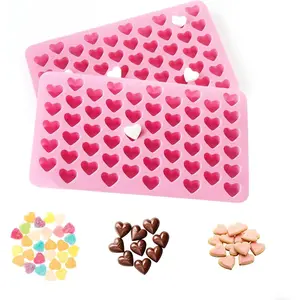 2-piece heart-shaped chocolate mold heart-shaped silicone mold mini heart-shaped chocolate mold, non-stick food can be reused, suitable for jelly, ice, candy, chocolate, candles, soap making supplies.