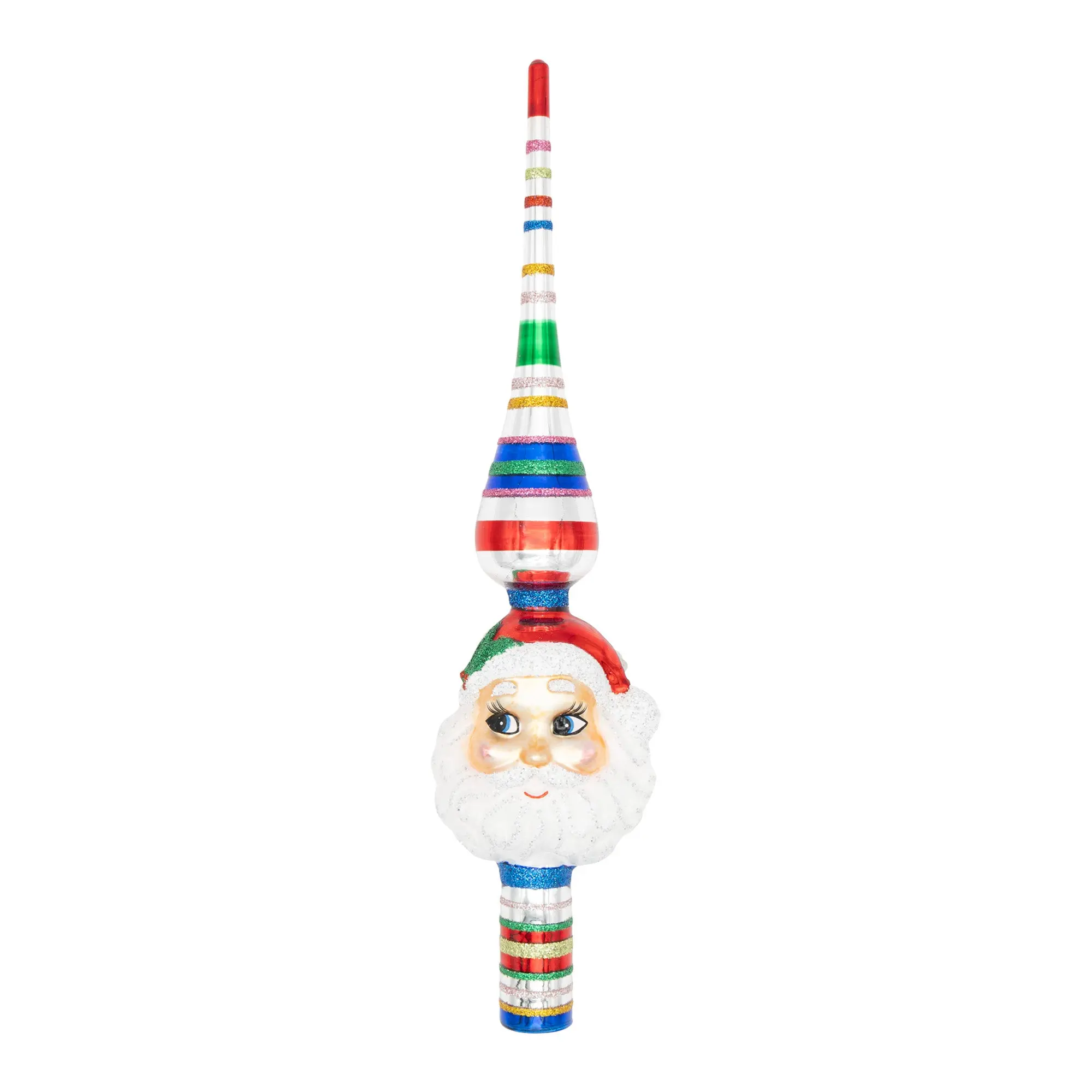 11.5" Christmas Confetti Santa Finial, Santa Finial Wow, Shiny Brite Shine Festive Home Decoration, Decorative Ornaments, Holiday Ornament