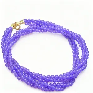 Premium Rare Natural Purple Jadeite Amethyst Quartzite Necklace - 4mm Smooth Twist Chain, Fine Jewelry, Luxurious Texture, Perfect Gift for Women Girls (Birthday/Valentine’s Day)