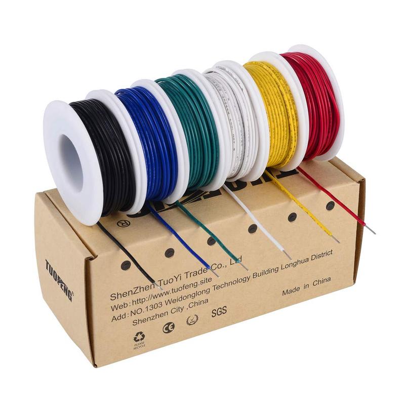 22 awg Wire Solid Core Hookup Wires-6 Different Colored Breadboard ...