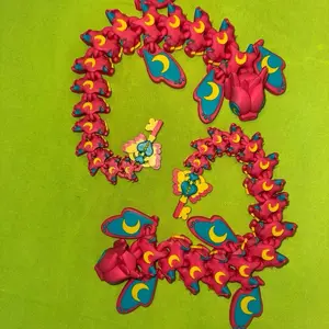 3D printed articulated dragon, Moon Buggles, 3 bright colors! Over 12” long!! Fun you, whimsical