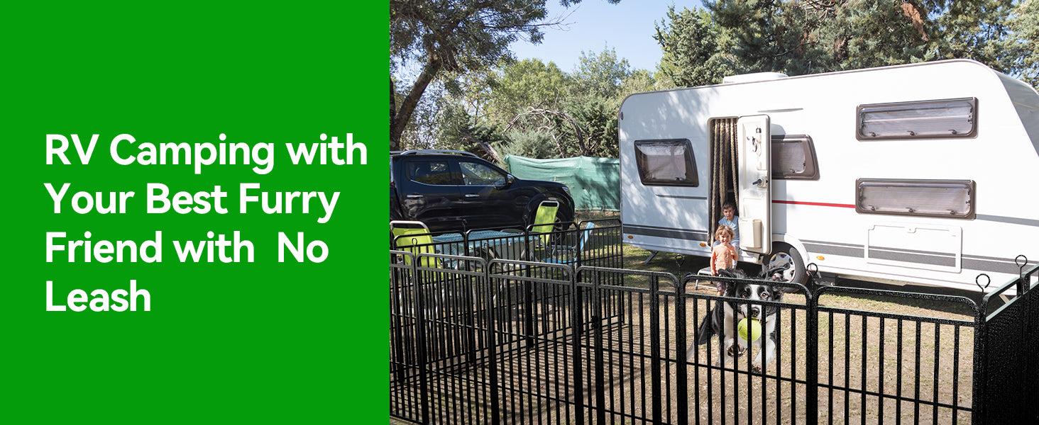 Heavy Duty Dog Playpen: 12 Steel Panels 47" Height, Square Steel Pipe with Reinforced Crossbars, 27FT 57 Sq.ft Portable Fence for Yard RV Camping, Snowy Black PDF8007