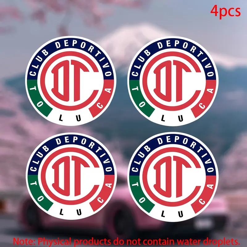 4pcs-Club Deportivo Toluca Sticker, Universal car sticker, Sticker For Cars, Multipurpose car decal, Car Decorative Sticker, Automobile Decals, car stickers for doors, windows, laptops and more, Vinyl Decals, durable adhesive vinyl material
