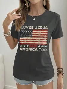 English Flag T-Shirt | St George's Cross Rose Graphic Tee for Women | Casual Short Sleeve Top