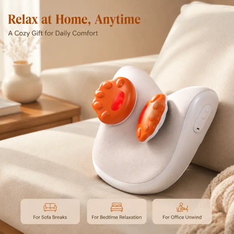 Neck Shoulder Relaxer, Acupressure Pillow for Kneading Neck and Back Muscles, Portable Cushion for Office Workers