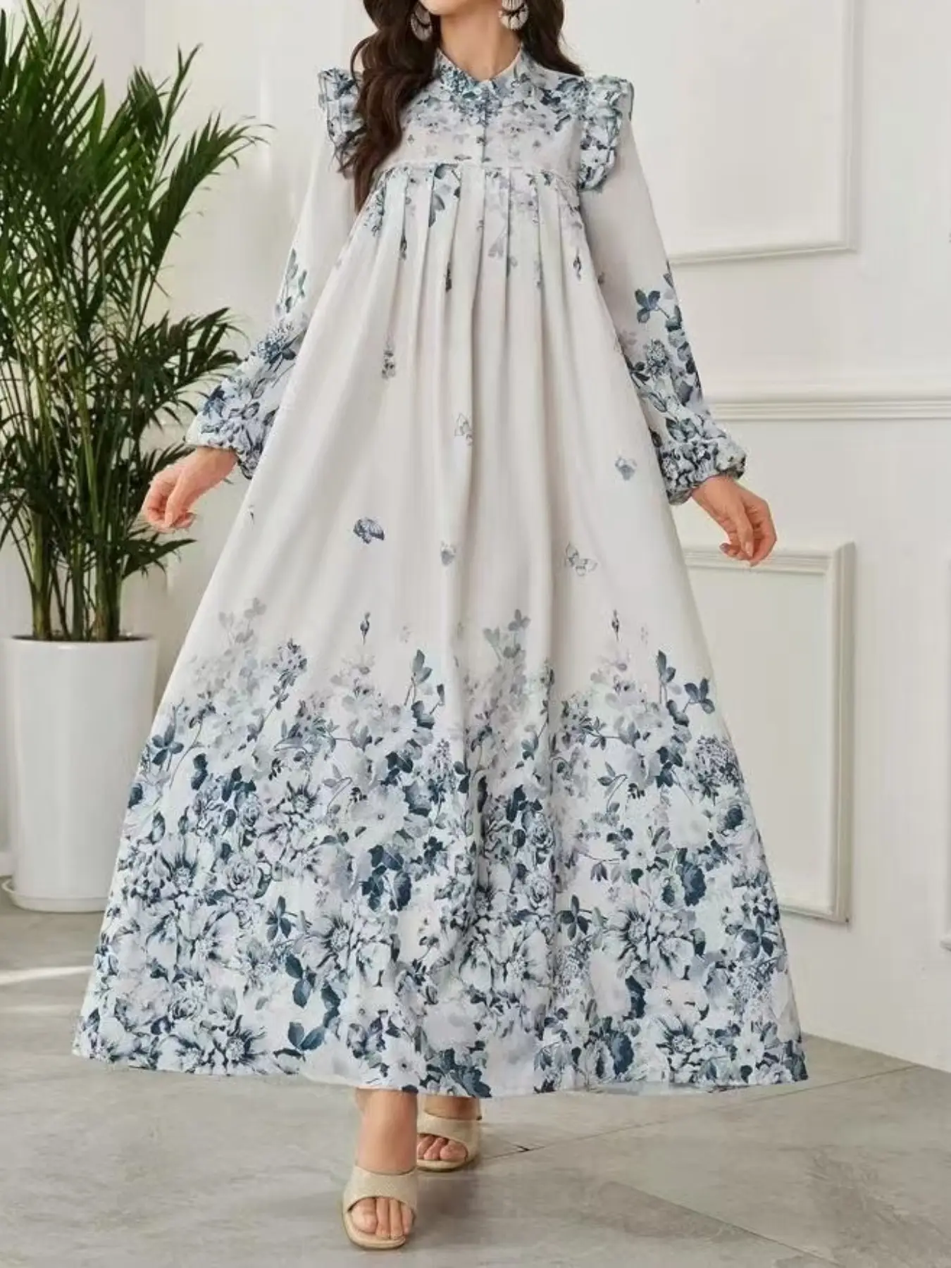 Women's Elegant Slim-Fit Long Sleeve Dress, Woven Fabric, All-Season Wear, Vintage Design, Vacation Style, Comfortable Fit