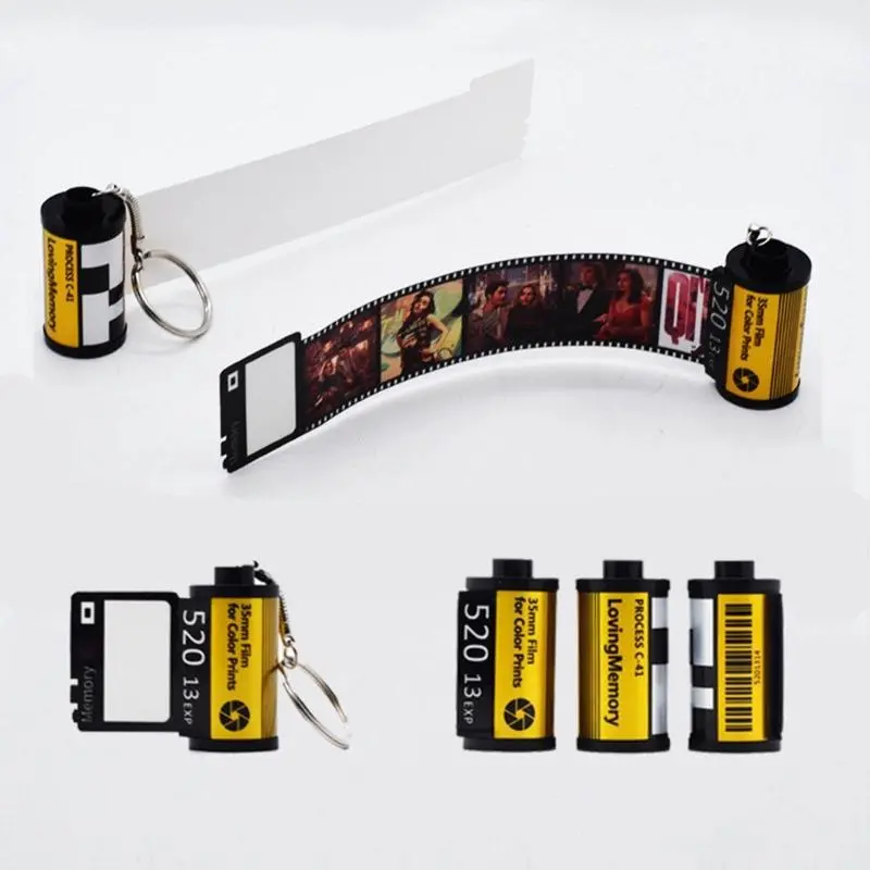 Film Roll Po Keychain Unique Memory Camera Picture Keyring with Heat Transfer Film For Holiday Valentines Day Gift
