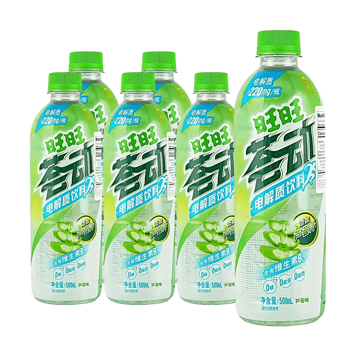WANT WANT Aloe Vera Electrolyte Drink 500ml x 6 Pack - Hydrating Vitamin B6 Beverage for Refreshment & Replenishment