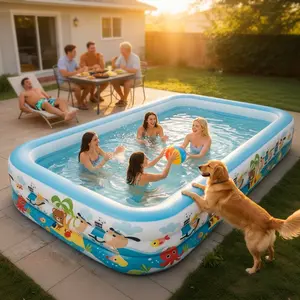 Extra Large Rectangular Inflatable Swimming Pool, Suitable for Family Gatherings, Thickened PVC Backyard Garden Pool, Summer Outdoor Party Water Park, Eas