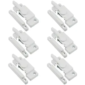 6 Pack Window Sash Locks Latch Cam Action White For Double Hung Security Viny Latches With Keeper Diecast Replacement Parts Vertical And Horizontal Sliding Windows