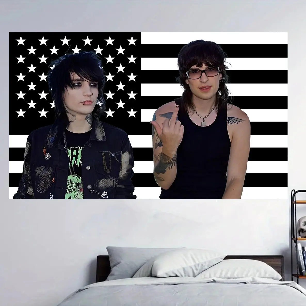 Jake Webber and Johnnie Guilbert Funny Flags Black American Flag Wall Tapestry, Home Decor Wall Banner for Home Supplies