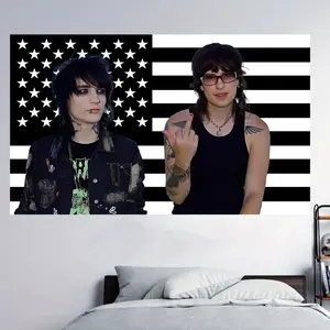 $7 Jake Webber and Johnnie Guilbert  Black American Flag 3x5 Ft Funny Wall Tapestry/ Wall Banner decor