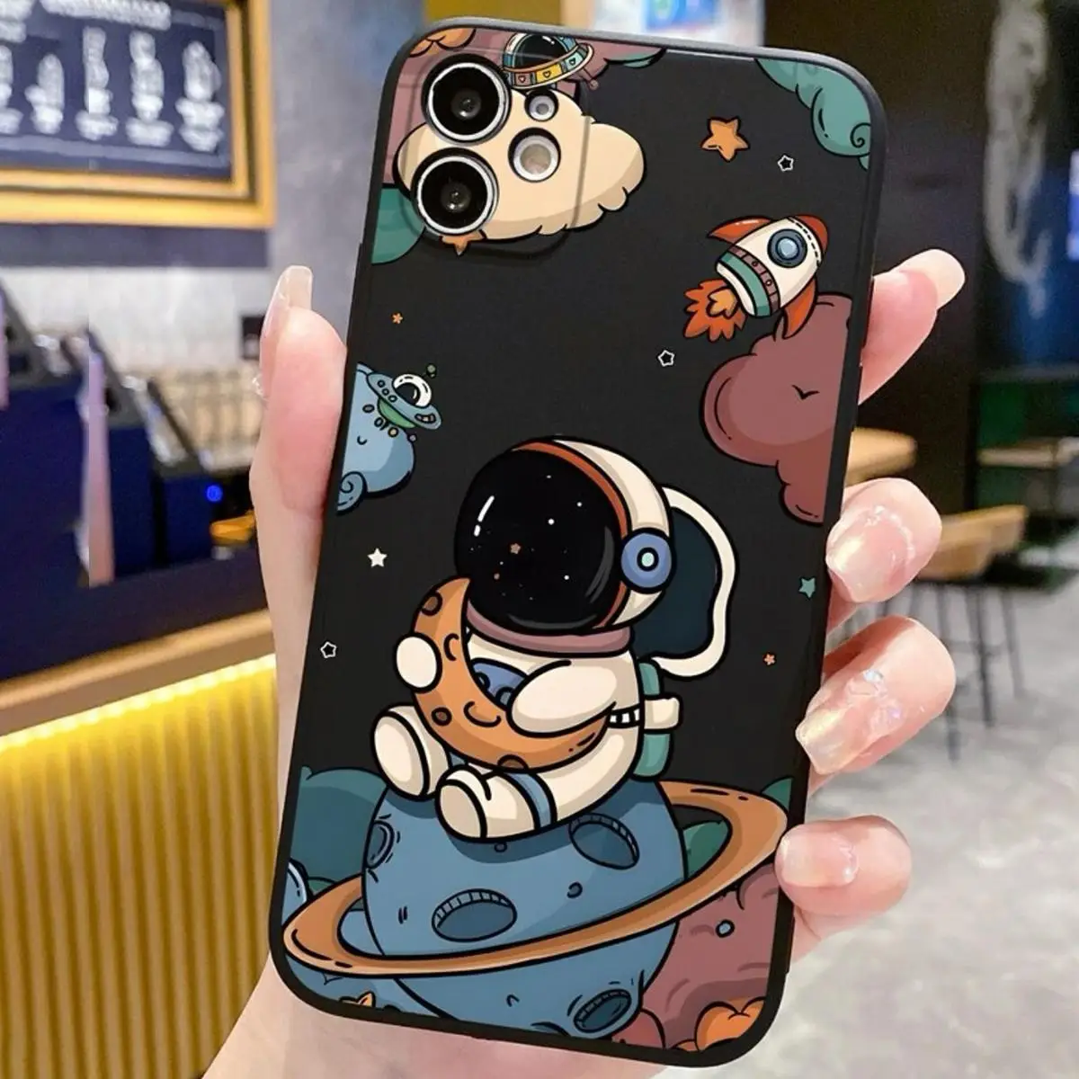 Cartoon Astronaut Pattern Phone Case, 1 Count Transparent Anti-fall Mobile Phone Case, Decorative Phone Protector Cover Compatible with iPhone 7 8 X 1