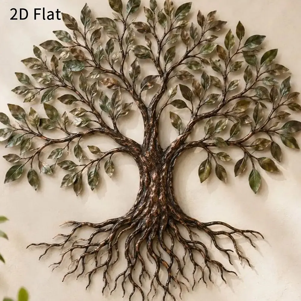 Upgraded thickened metal Tree of Life wall art with a 3D visual effect; vintage bronze limited-color floating stereo tree roots wall sculpture; family blessing nature metal tree wall decor for living rooms, entryways, and farmhouse styles; an ideal housew
