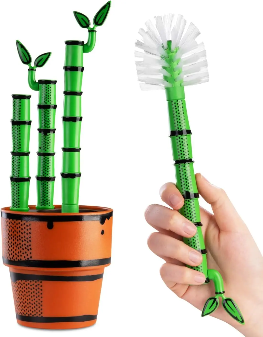 Bambooya! Bamboo-Handled Bottle Brush Cleaning Set (3-Pack) for Bottles, Mugs, Glassware