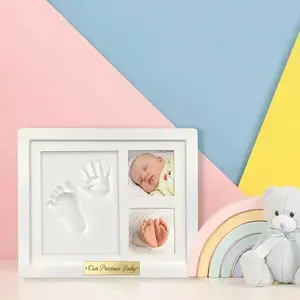Handprint & Footprint Frame, 1 Count DIY Baby Footprint Imprint Kit, Baby Souvenir Photo Frame, Hand Molding Kit, Home Decor for Living Room Bedroom