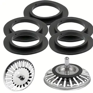 5pcs Sink Drain Plug Pad Filter Basket Gasket, Kitchen Sink Drainer Rubber Washer, Rubber Seal Washer Gasket for Franke Basket, Strainer Plug