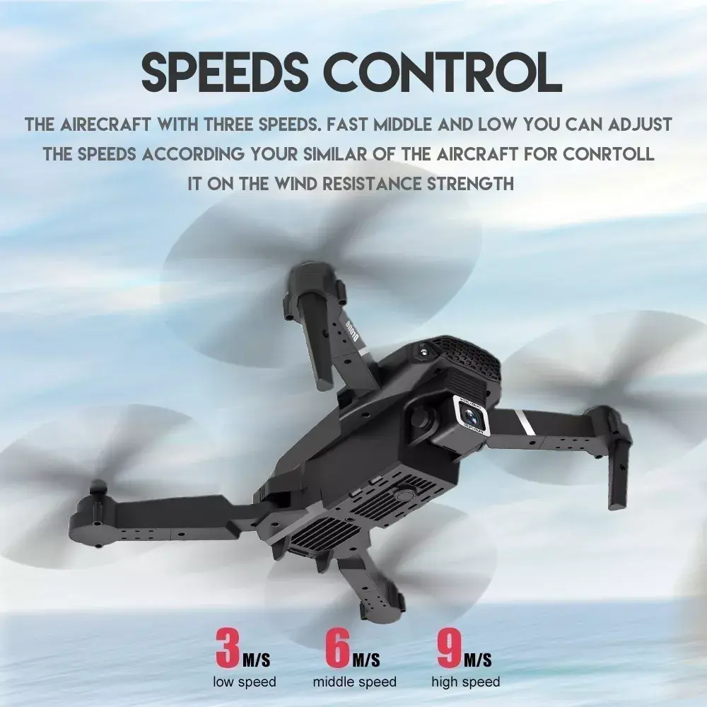 E88 Folding RC Quadcopter Drone with Dual Camera, 5 Batteries, WiFi FPV Live Video, Altitude Hold, Headless Mode, Optional Dual Battery Model, Accessories, Kids’ Toy Gift