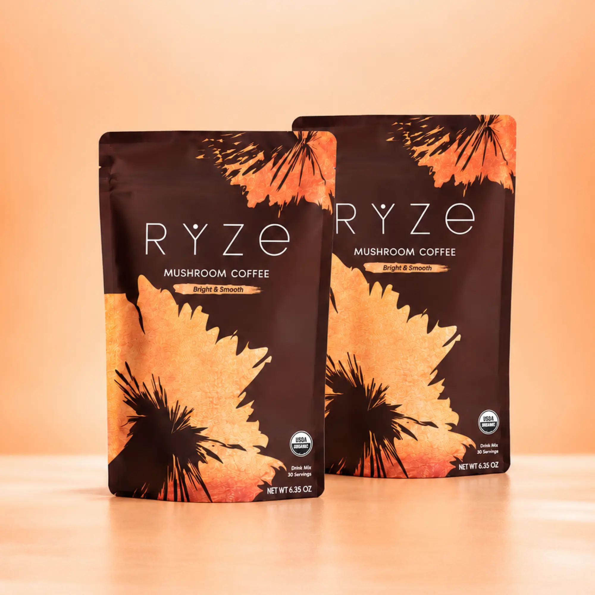 RYZE Mushroom Coffee Starter Kit, USDA Organic Instant Coffee with 6 Adaptogenic Mushrooms and MCT Oil for Better Energy, Focus, Digestion, Immunity with Turkey Tail, Shiitake, Lion's Mane, 60 serving
