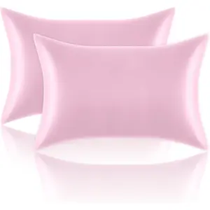 Satin Pillowcases Standard Set of 2 - Silk Soft Pillow Cases for Hair and  20x26 inches, Pink Satin Pillow Covers 2 Pack with Envelope Closure for Home,School, Hotel