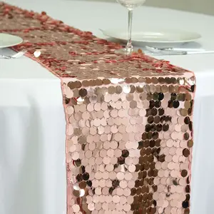 Sequin Table Runner 13"x108" Rose Gold - Big Payette Table Decor