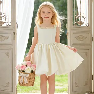 6030 Girls beautiful flower bud fashionable and popular dress Barbie pink popular dress skirt high-end elegant design pearl decoration