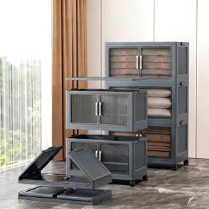 No Assembly Transparent Visible Storage Cabinet Stackable Combine Large Capacity Wheel Movable Home Kids Toy Picture Book Snack Organizer