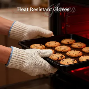Aesthetic Beige Silicone Oven Mitts Heat Resistant Baking Gloves Neutral Minimalist Kitchen Essentials for Bakeware