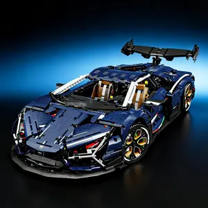 4100pcs Starry Blue Fashion Super Car Building Set, Building Blocks Model, Luxury 1:8 Racing Collection, High Difficulty Assembly, Model Decoration, Birthday Gift