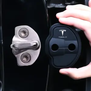 4Pcs Tesla Car Silicone Door Lock Cover Shock Absorber Protective Sticker for Tesla Model 3 Y S X Roadster SpaceX Cybertruck Car Accessories Sticker For Cars