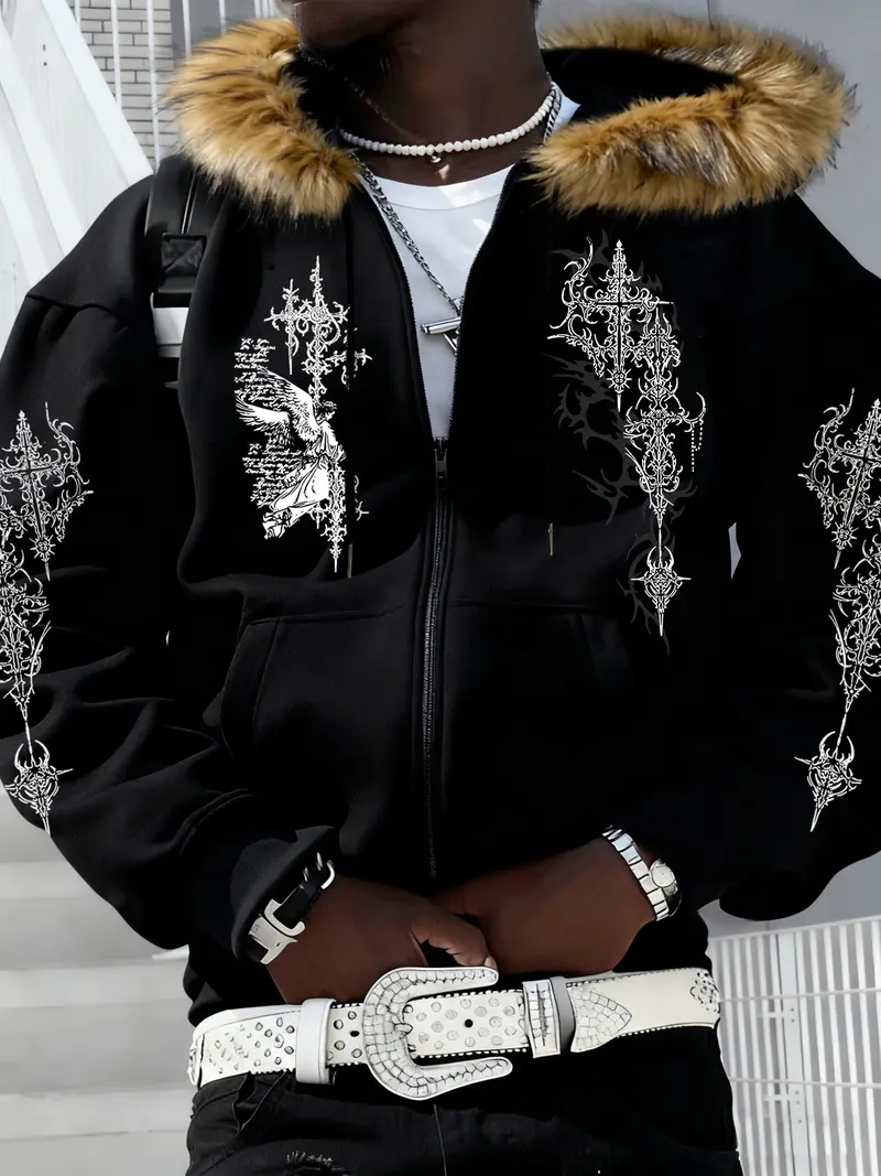 Fur collar zip ip hoodie - TikTok Shop