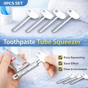 4-piece set toothpaste squeeze dispenser, metal tube squeeze dispenser, toothpaste dispenser, hand cream tube - manual dispenser, suitable for facial cleanser, hand cream, hair dye, saves money and reduces waste