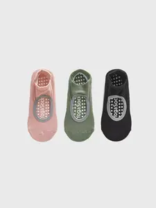 3 Pairs Anti-Injury Workout Grip Sports Socks for Women with Toe Protection & Non-Slip Grips, Prevent Blisters & Abrasions, Protect Foot Health for Pilates, Ballet, Dance - Breathable & Silent - Fits EU 36-39